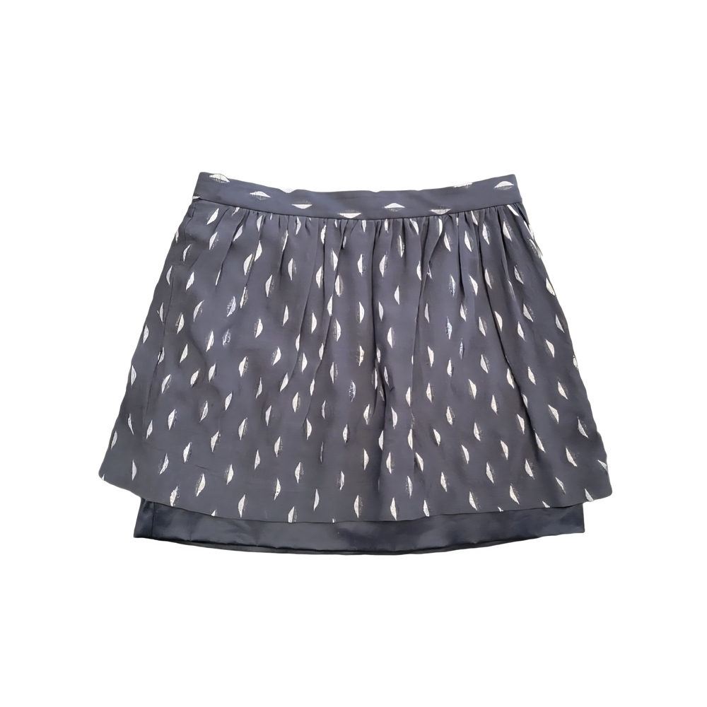 CLUB MONACO Charcoal Feather Print Metallic Mini Skirt Size 0